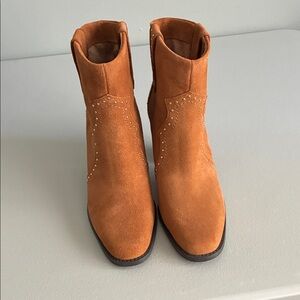 Women's Tan Ankle Boots with Studded Detail